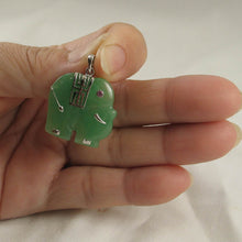 Load image into Gallery viewer, Green Jade &amp; Red Crystal Elephant Pendant