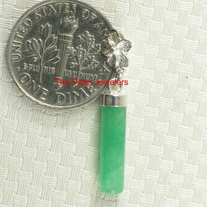 Green Jade Tube Pendant with Plumeria Bale