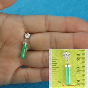 Green Jade Tube Pendant with Plumeria Bale