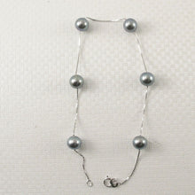Load image into Gallery viewer, 14k White Gold Grey Cultured Pearl Handcrafted Tin-Cup Bracelet