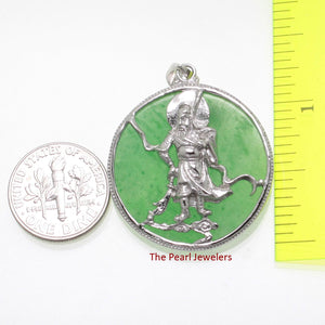 Guan Gong Green Jade Tablet Pendant