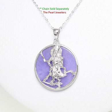 Guan Gong Lavender Jade Tablet Pendant