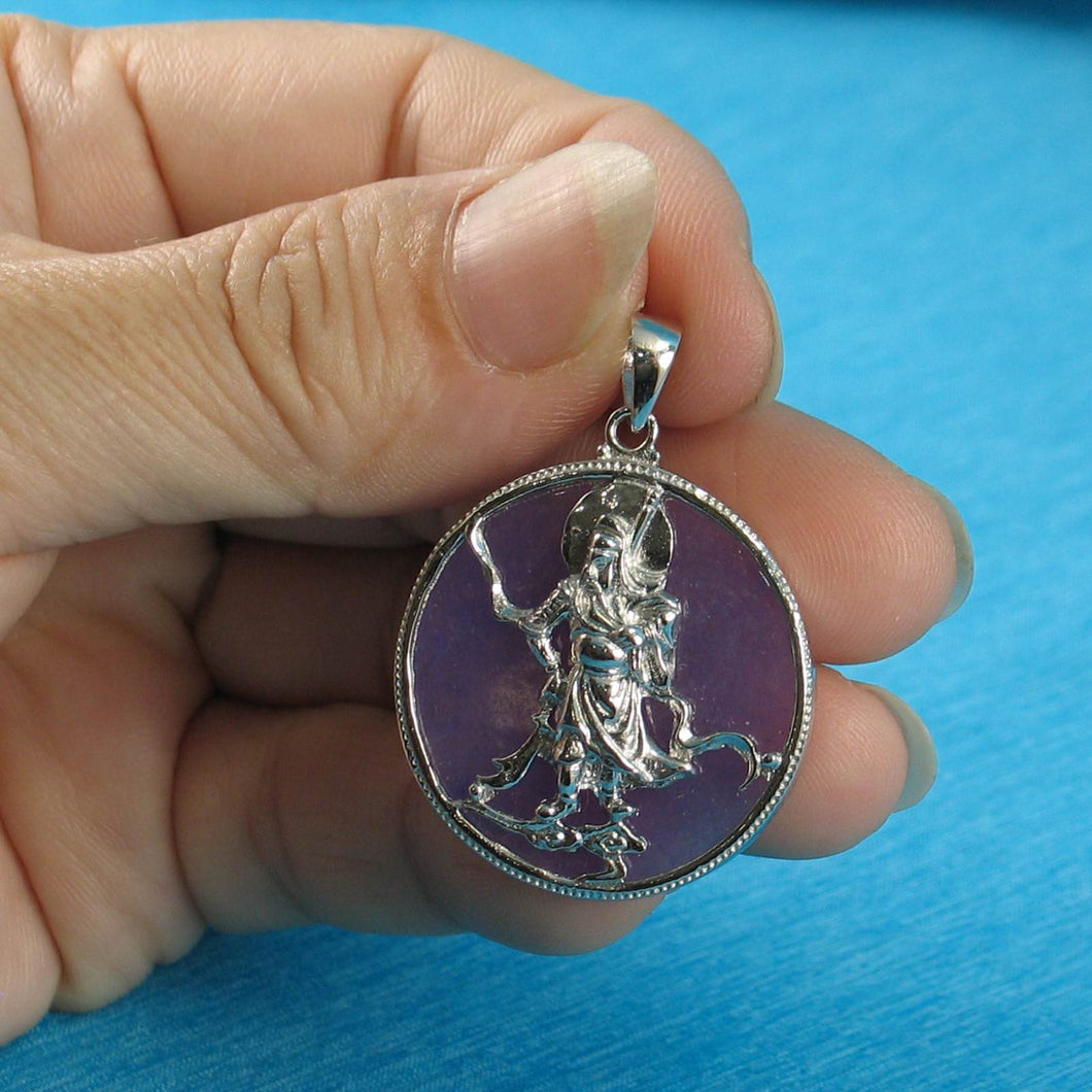 Guan Gong Lavender Jade Tablet Pendant