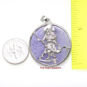 Guan Gong Lavender Jade Tablet Pendant
