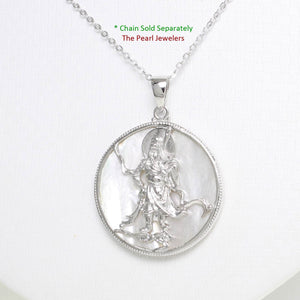 Guan Gong Mother of Pearl Tablet Pendant