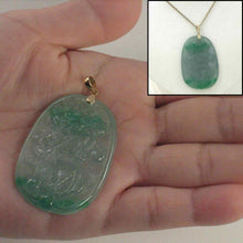Load image into Gallery viewer, Hand Carved Dragon Celadon Green Jade Beautify Pendant: 14k Yellow Gold Bale