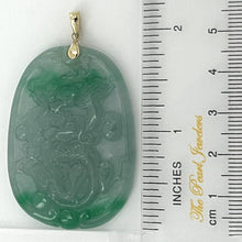 Load image into Gallery viewer, Hand Carved Dragon Celadon Green Jade Beautify Pendant: 14k Yellow Gold Bale
