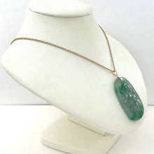 Load image into Gallery viewer, Hand Carved Dragon Celadon Green Jade Beautify Pendant: 14k Yellow Gold Bale