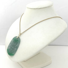Load image into Gallery viewer, Hand Carved Dragon Celadon Green Jade Beautify Pendant: 14k Yellow Gold Bale