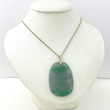 Load image into Gallery viewer, Hand Carved Dragon Celadon Green Jade Beautify Pendant: 14k Yellow Gold Bale