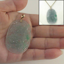 Load image into Gallery viewer, Hand Carved Dragon &amp; Phoenix Apple Green Jade 14k Yellow Gold Bale Pendant