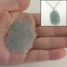Load image into Gallery viewer, Hand Carved Dragon &amp; Phoenix Apple Green Jade 14k Yellow Gold Bale Pendant Necklace