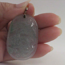Load image into Gallery viewer, Hand Carved Dragon &amp; Phoenix Apple Green Jade 14k Yellow Gold Bale Pendant Necklace