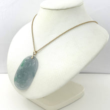Load image into Gallery viewer, Hand Carved Dragon &amp; Phoenix Apple Green Jade 14k Yellow Gold Bale Pendant Necklace