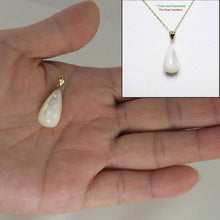 Load image into Gallery viewer, Hand Carved Tear Drop White Mother of Pearl 14k Gold Bale Pendant Necklace