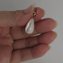 Load image into Gallery viewer, Hand Carved Tear Drop White Mother of Pearl 14k Gold Bale Pendant Necklace