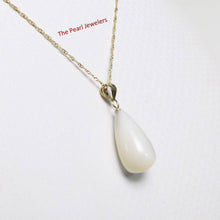 Load image into Gallery viewer, Hand Carved Tear Drop White Mother of Pearl 14k Gold Bale Pendant Necklace