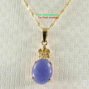 Hawaiian Plumeria Lavender Jade 14k Gold Pendant