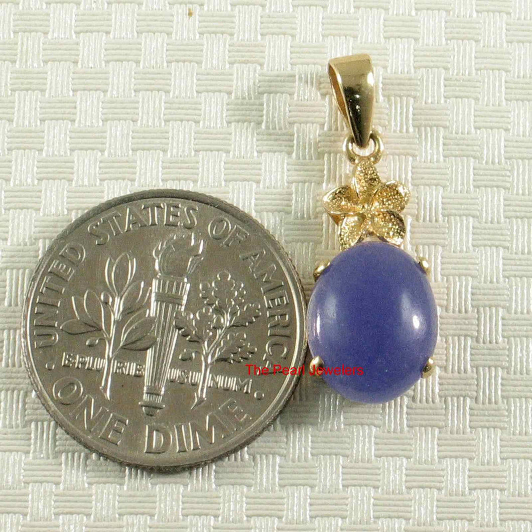 Hawaiian Plumeria Lavender Jade 14k Gold Pendant