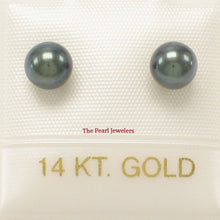 Load image into Gallery viewer, 14k Yellow Gold High-Luster Black Pearl Stud Earrings