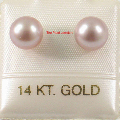 14k Yellow Gold High Luster Lavender Cultured Pearl Stud Earrings