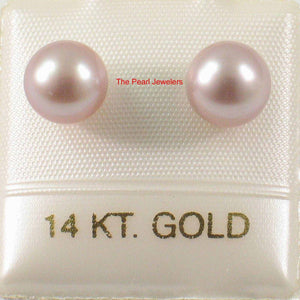 14k Yellow Gold High Luster Lavender Cultured Pearl Stud Earrings