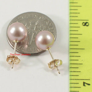14k Yellow Gold High Luster Lavender Cultured Pearl Stud Earrings