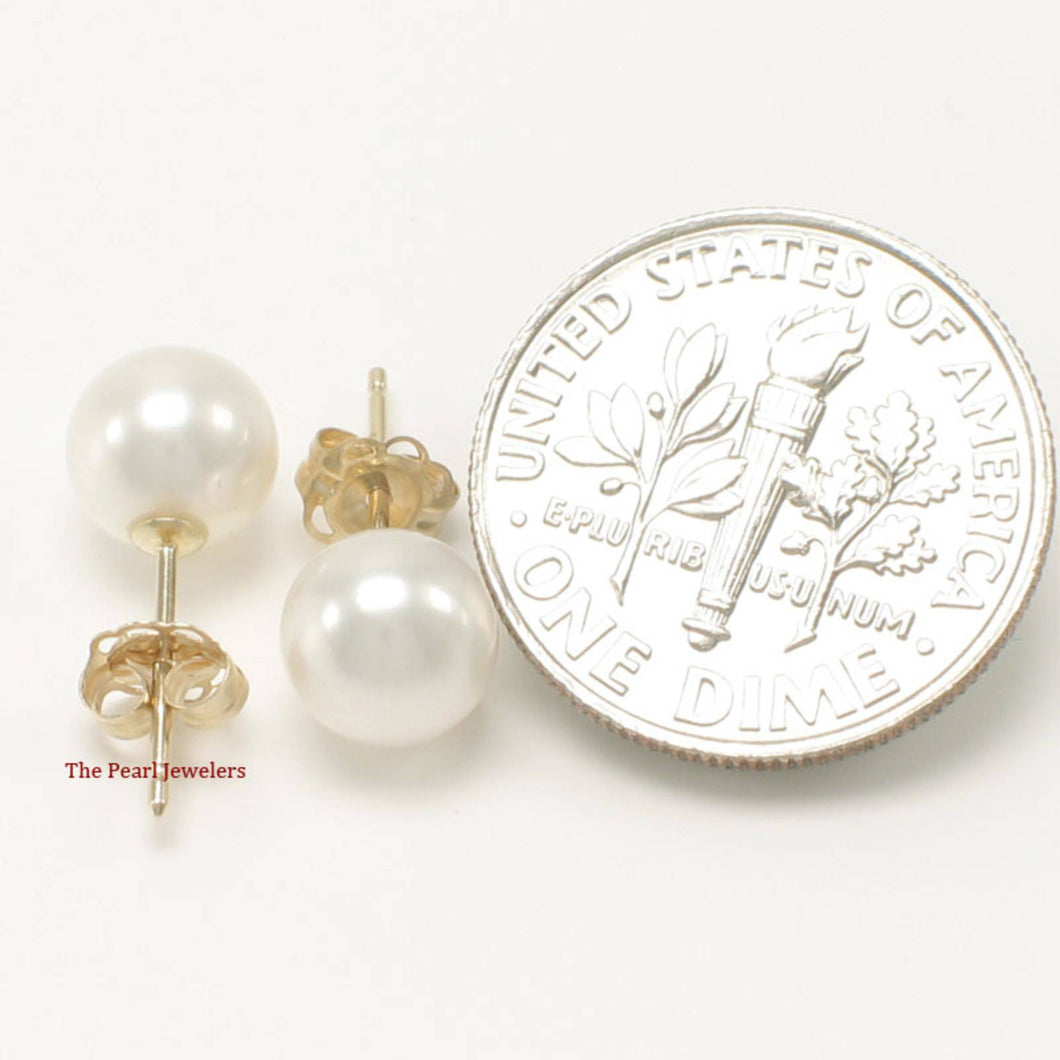 High Luster White Cultured Pearl Stud Earrings