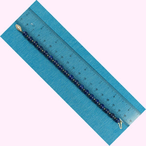 Natural 7mm Lapis Lazuli Beads Bracelet with 14k Yellow Gold Clasp
