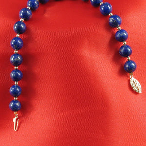 Natural 8mm Lapis Lazuli Beads Bracelet with 14k Yellow Gold Clasp