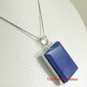 Lapis Lazuli Rectangle Sterling Silver Pendant