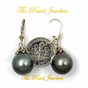 Large Baroque Tahitian Pearl Flower Petal Leverback Earrings – 14k Yellow Gold