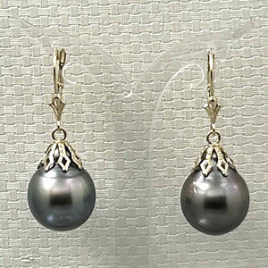 Large Baroque Tahitian Pearl Flower Petal Leverback Earrings – 14k Yellow Gold