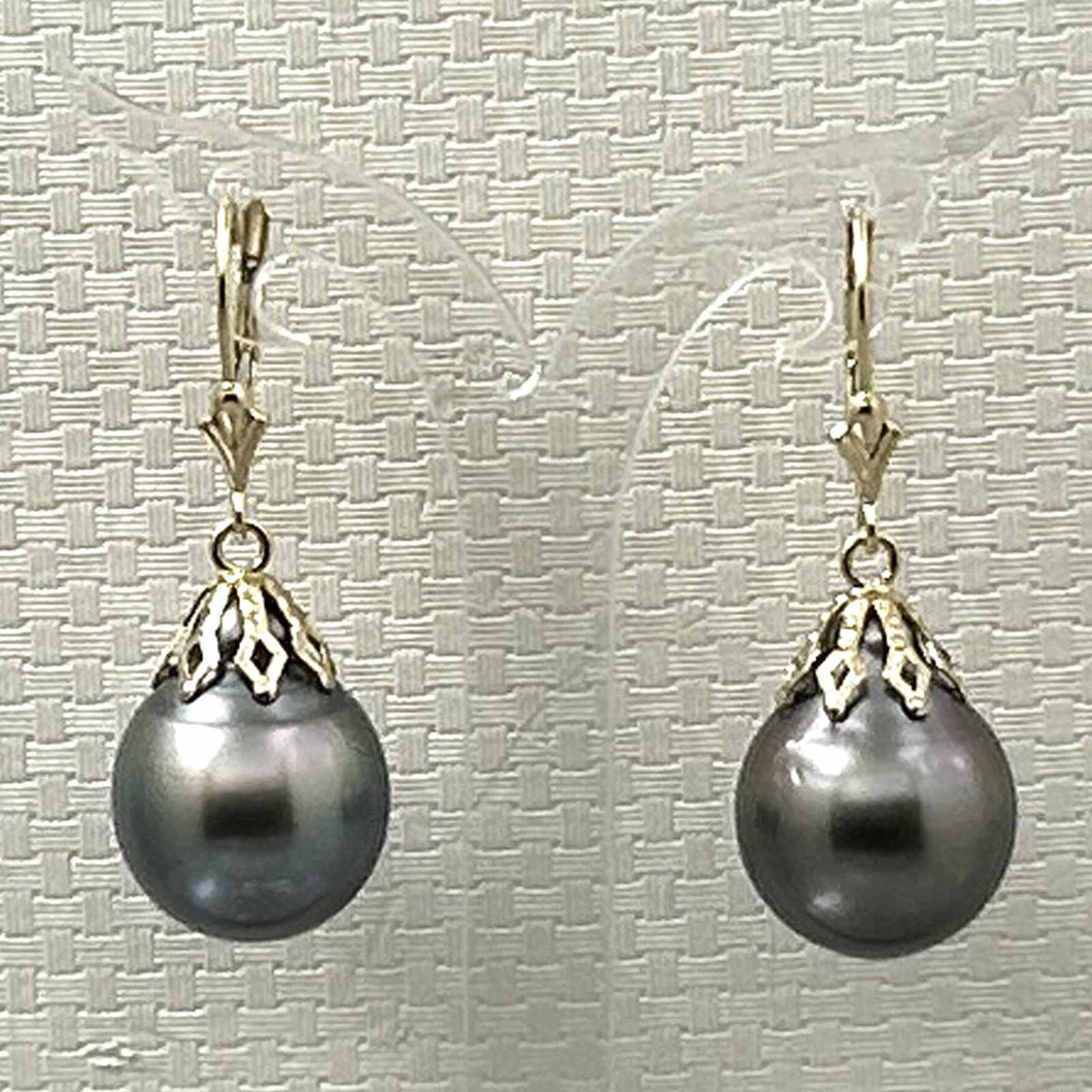 Large Baroque Tahitian Pearl Flower Petal Leverback Earrings – 14k Yellow Gold