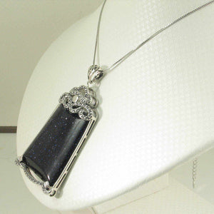 Large Cabochon Blue Sandstone Sterling Silver Pendant