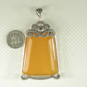 Large Cabochon Honey Agate Sterling Silver Pendant