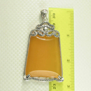 Large Cabochon Honey Agate Sterling Silver Pendant