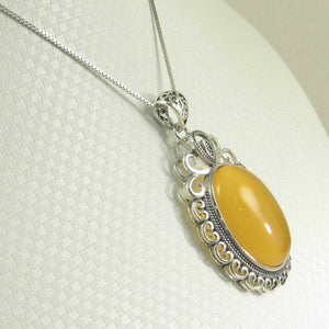 Large Cabochon Oval Yellow Agate Pendant