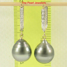 Load image into Gallery viewer, Large Teardrop Tahitian Pearl Dangle Earrings – 14k Yellow Gold &amp; Diamonds