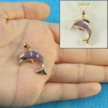 Load image into Gallery viewer, Lavender Jade Dolphin 14k Gold Pendant