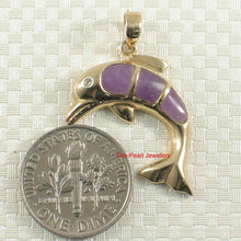 Load image into Gallery viewer, Lavender Jade Dolphin 14k Gold Pendant