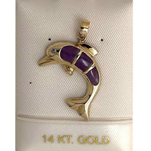 Load image into Gallery viewer, Lavender Jade Dolphin 14k Gold Pendant