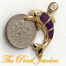 Load image into Gallery viewer, Lavender Jade Dolphin 14k Gold Pendant
