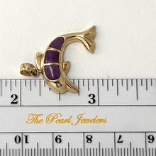 Load image into Gallery viewer, Lavender Jade Dolphin 14k Gold Pendant