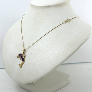 Lavender Jade Dolphin 14k Gold Pendant