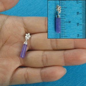Lavender Jade Tube Pendant with Plumeria Bale