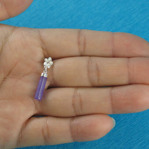 Lavender Jade Tube Pendant with Plumeria Bale