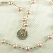 Load image into Gallery viewer, Lavender Pearl &amp; 14k Yellow Gold Twist Tube Necklace
