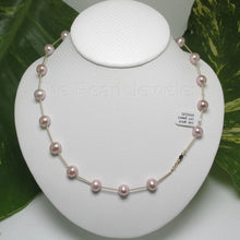 Load image into Gallery viewer, Lavender Pearl &amp; 14k Yellow Gold Twist Tube Necklace