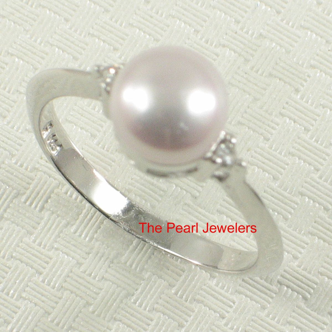 Solid Silver .925 Lavender-Pearl Solitaire CZ Ring